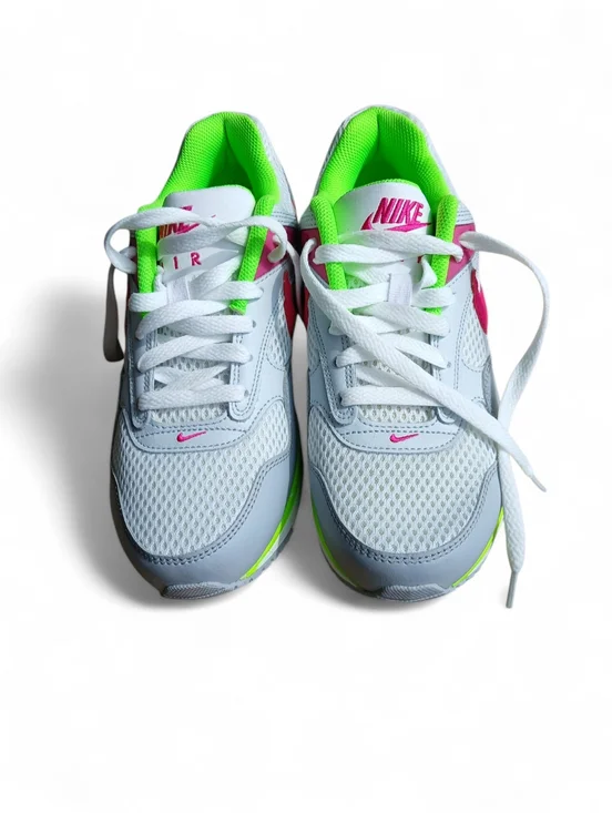 Nike Women's Size 8 White Sneakers with Pink Swoosh & Neon Green Accents - Picture 5 of 9